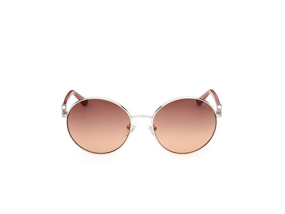 Occhiali da sole Guess GU00260 (32F) colore oro pallido lucido / arancio scuro lucido forma rotondo lenti marrone sfumato