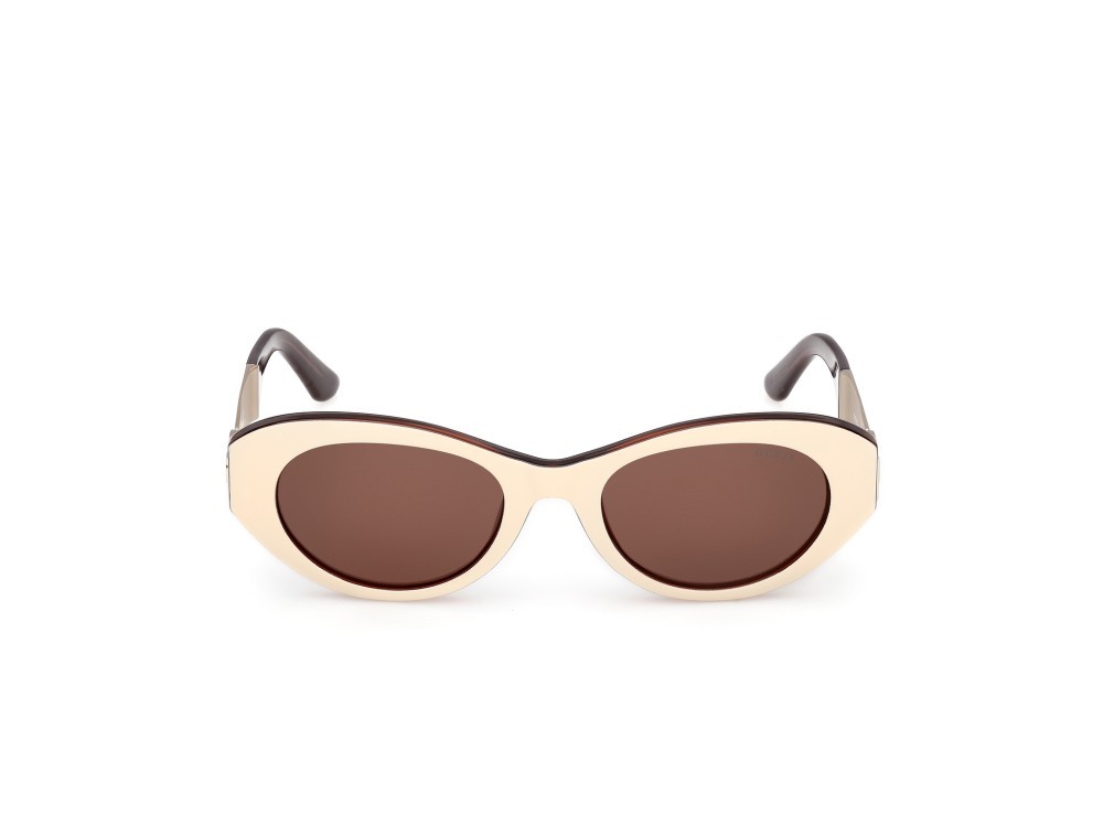 Sonnenbrillen Guess GU00261-H (25E) farbe avorio lucido / oro pallido lucido form oval gläser marrone