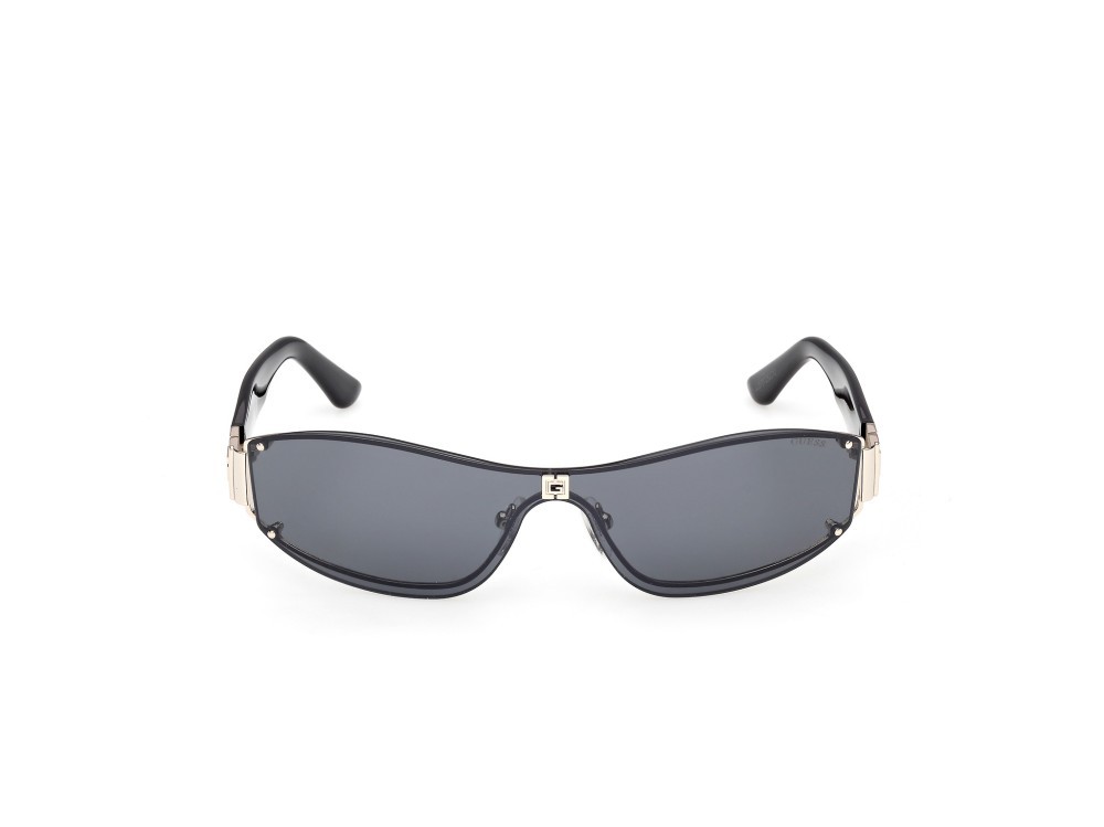 Occhiali da sole Guess GU00263 (32C) colore oro pallido lucido / nero lucido forma mask lenti fumo specchiato