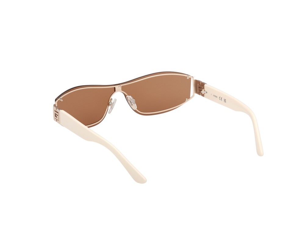 Occhiali da sole Guess GU00263 (32G) colore oro endura lucido / avorio lucido forma mask lenti marrone specchiato