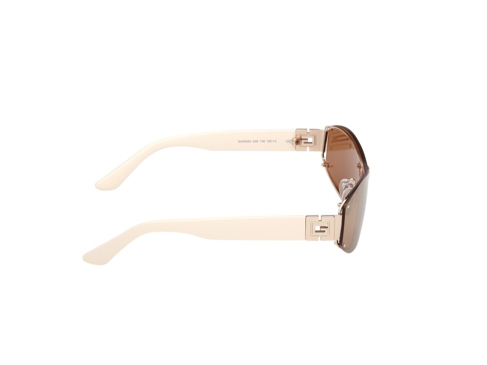 Occhiali da sole Guess GU00263 (32G) colore oro endura lucido / avorio lucido forma mask lenti marrone specchiato