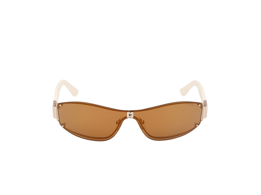Occhiali da sole Guess GU00263 (32G) colore oro endura lucido / avorio lucido forma mask lenti marrone specchiato