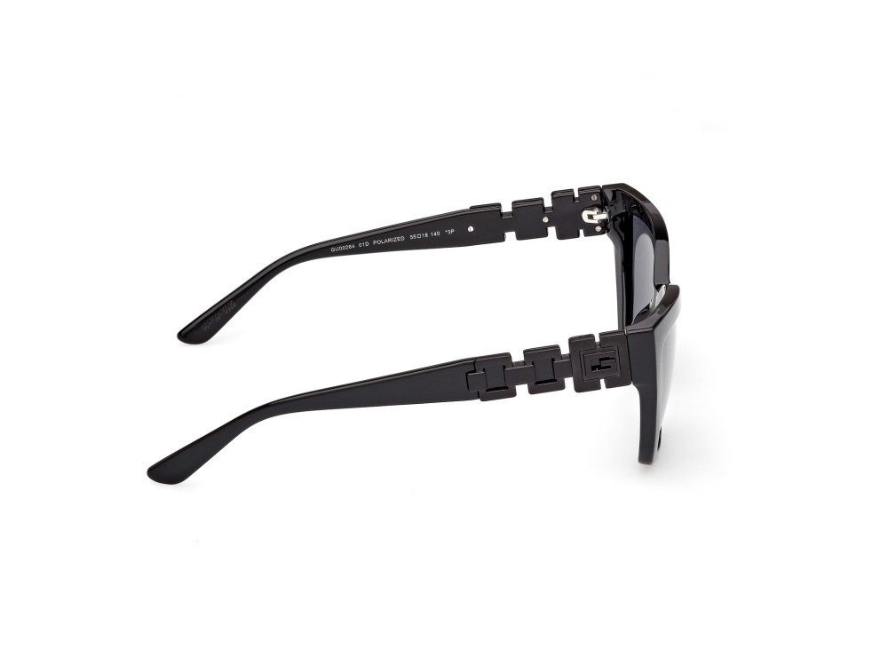 Occhiali da sole Guess GU00264 (01D) colore nero lucido forma cat eye lenti fumo polarizzato