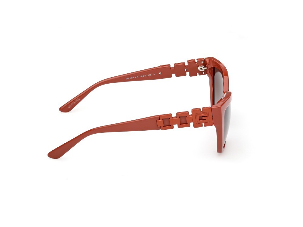 Occhiali da sole Guess GU00264 (44F) colore arancio scuro lucido forma cat eye lenti marrone sfumato