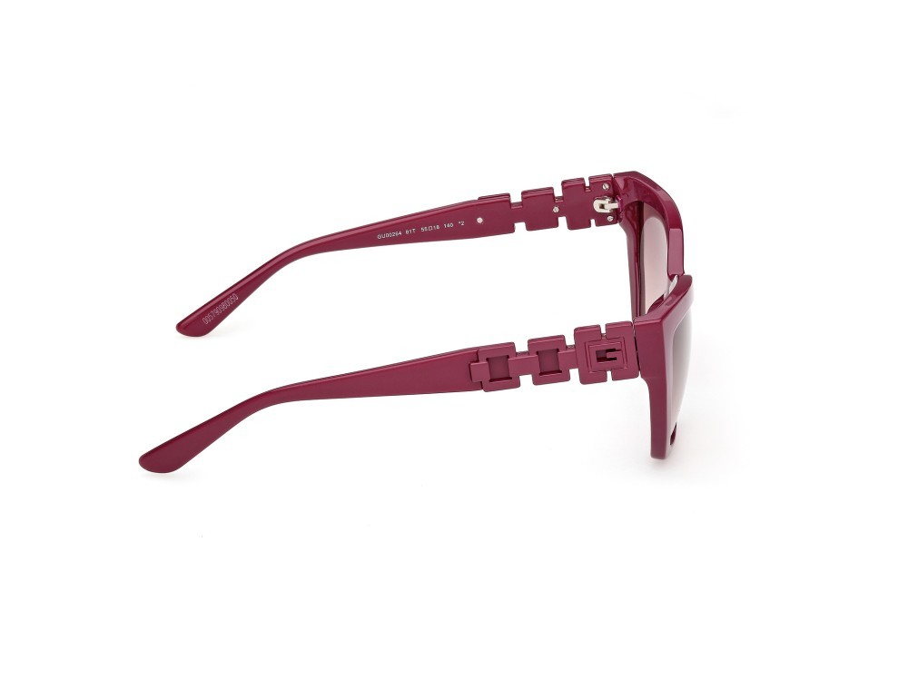 Occhiali da sole Guess GU00264 (81T) colore viola lucido  forma cat eye lenti bordeaux sfumato