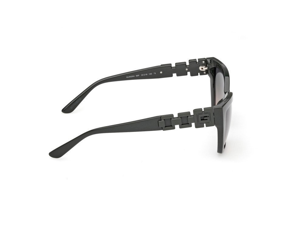 Occhiali da sole Guess GU00264 (96P) colore verde scuro lucido forma cat eye lenti verde sfumato