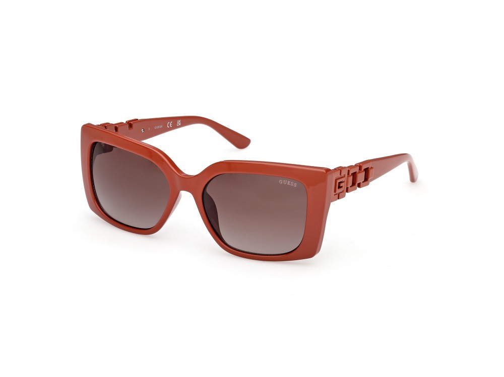 Occhiali da sole Guess GU00265-H (44F) colore arancio scuro lucido forma rettangolare lenti marrone sfumato