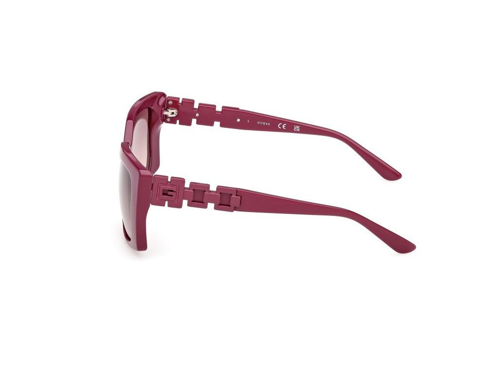 Occhiali da sole Guess GU00265-H (81T) colore viola lucido forma rettangolare lenti bordeaux sfumato