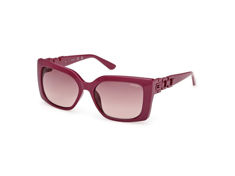 Occhiali da sole Guess GU00265-H (81T) colore viola lucido forma rettangolare lenti bordeaux sfumato