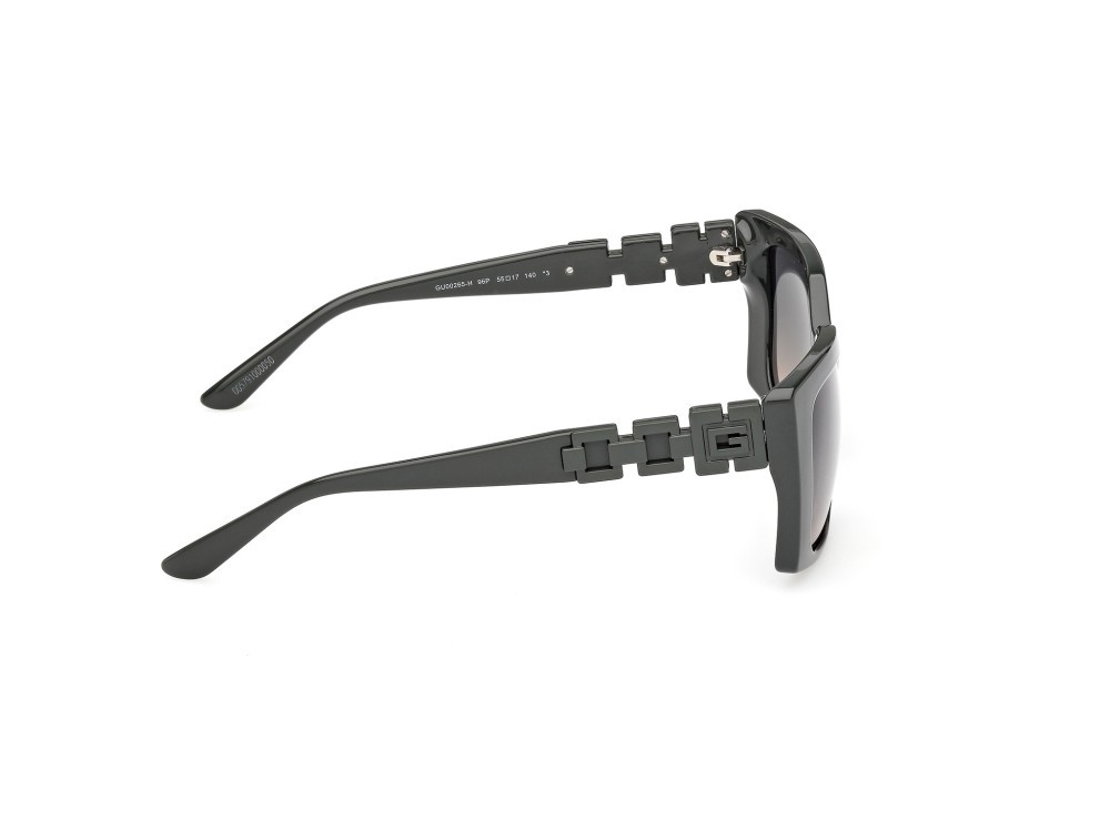 Occhiali da sole Guess GU00265-H (96P) colore verde scuro lucido forma rettangolare lenti verde sfumato