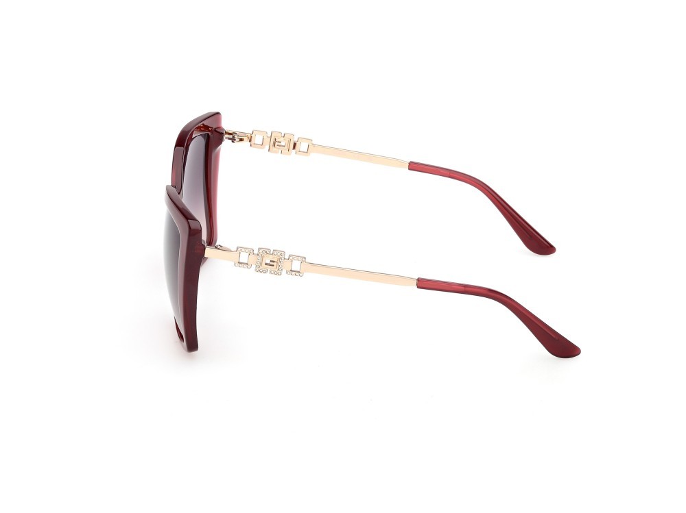 Occhiali da sole Guess GU00266 (69Z) colore bordeaux lucido / oro endura lucido forma quadrato lenti viola sfumato o specchiato