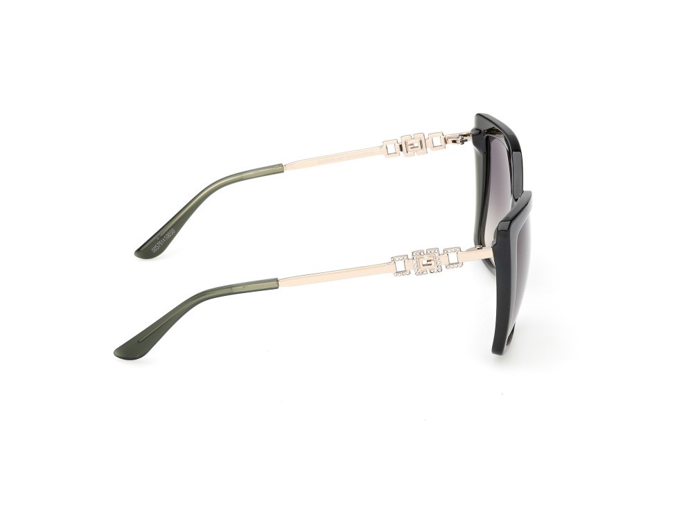 Occhiali da sole Guess GU00266 (96P) colore verde scuro lucido / oro pallido lucido forma quadrato lenti marrone sfumato