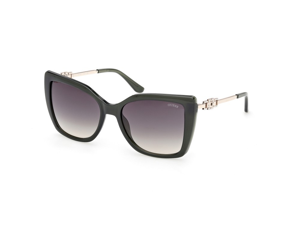 Occhiali da sole Guess GU00266 (96P) colore verde scuro lucido / oro pallido lucido forma quadrato lenti marrone sfumato