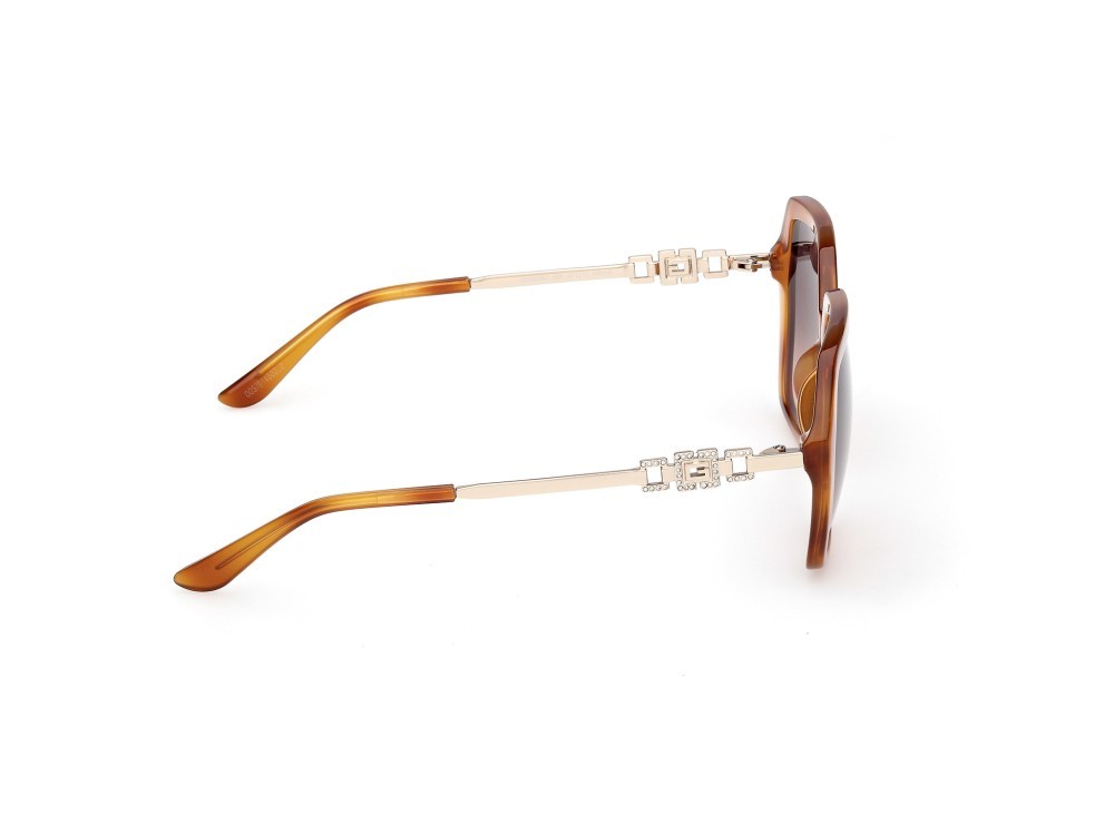 Occhiali da sole Guess GU00267 (53F) colore avana bionda / oro pallido lucido forma geometrico lenti marrone sfumato