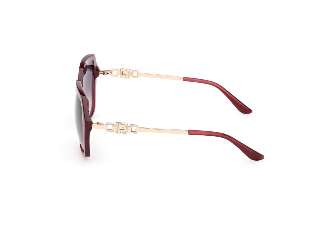 Occhiali da sole Guess GU00267 (69Z) colore bordeaux lucido / oro endura lucido forma geometrico lenti viola sfumato o specchiato