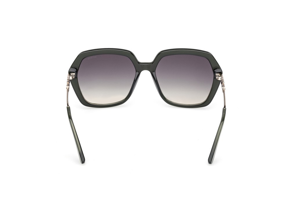 Occhiali da sole Guess GU00267 (96P) colore verde scuro lucido / oro pallido lucido forma geometrico lenti verde sfumato