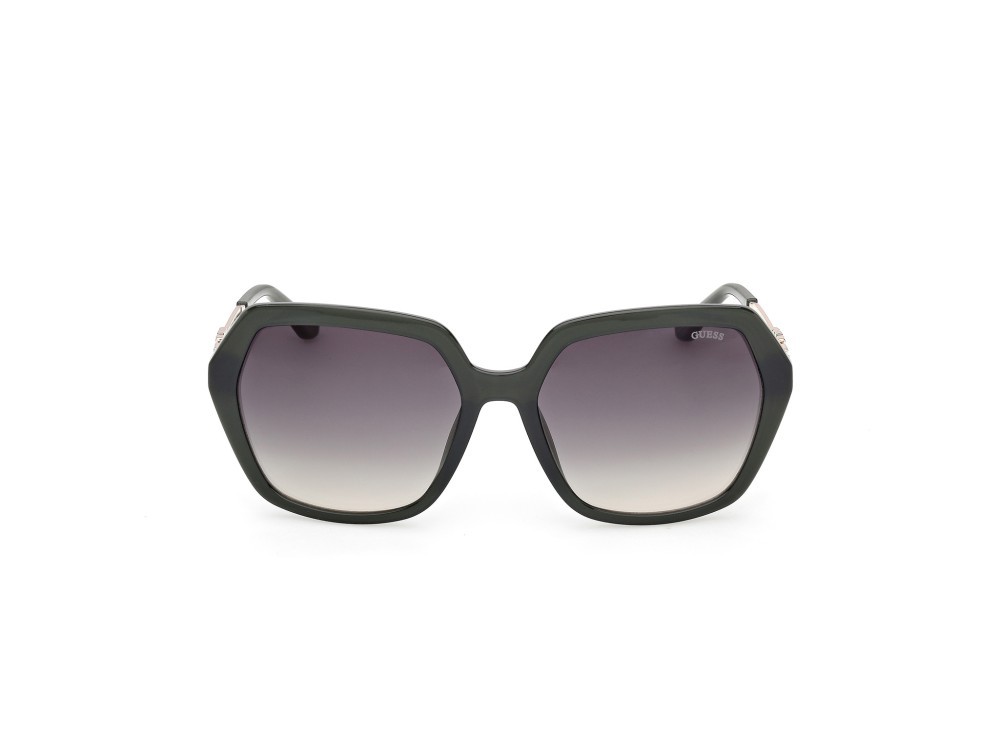 Occhiali da sole Guess GU00267 (96P) colore verde scuro lucido / oro pallido lucido forma geometrico lenti verde sfumato