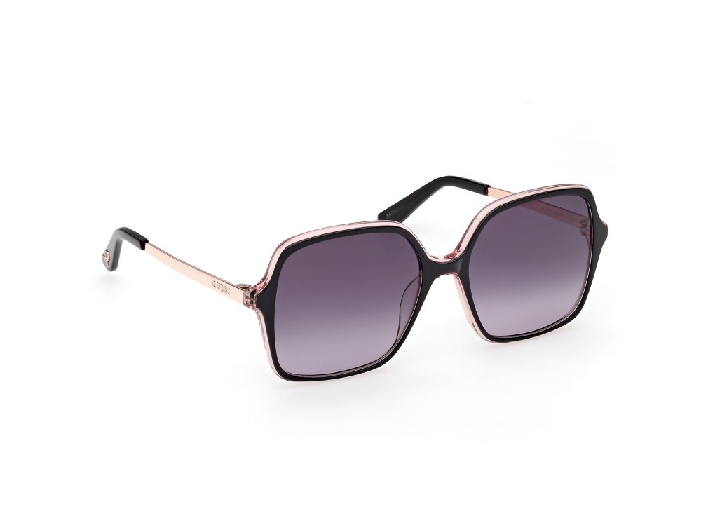 Occhiali da sole Guess GU00270 (01B) colore nero lucido / oro rosé lucido forma quadrato lenti fumo grad.