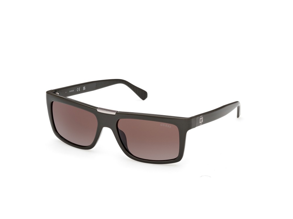 Occhiali da sole Guess GU00274 (96F) colore verde scuro lucido forma rettangolare lenti  marrone sfumato