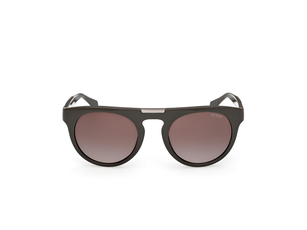 Occhiali da sole Guess GU00275 (96F) colore verde scuro lucido forma rotondo lenti marrone sfumato