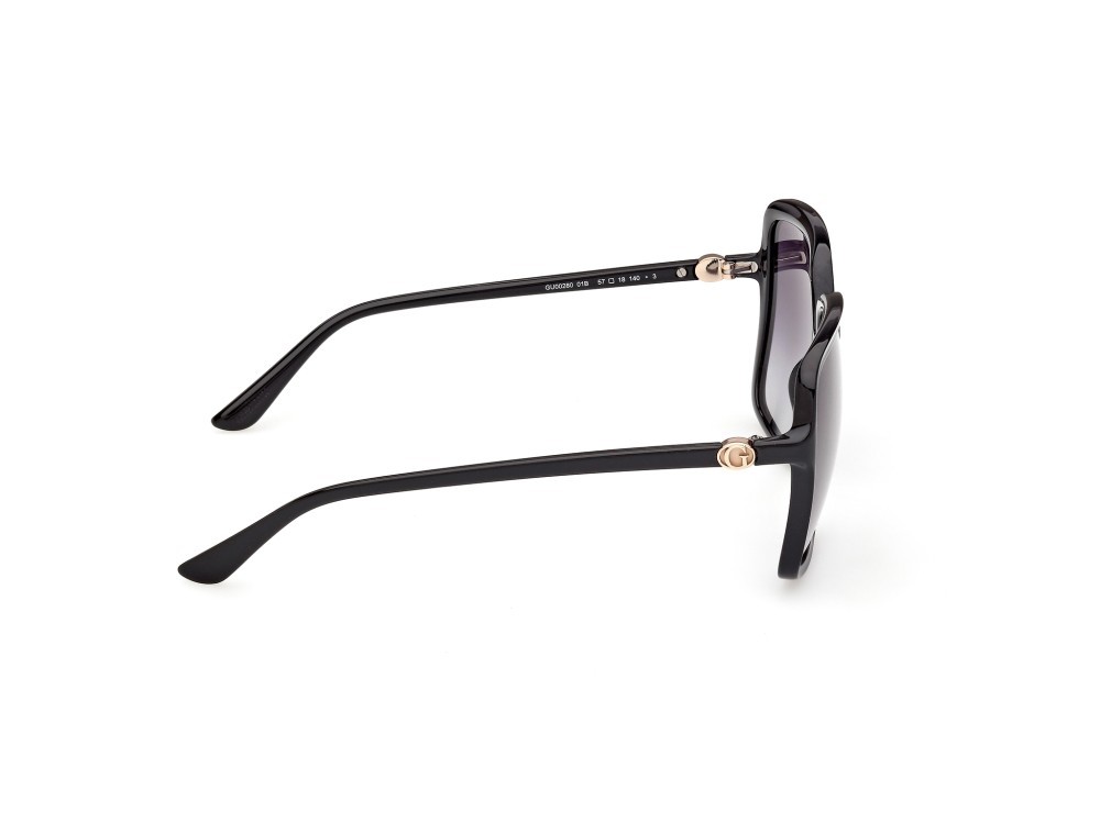 Occhiali da sole Guess GU00280 (01B) colore nero lucido forma quadrato lenti fumo grad.
