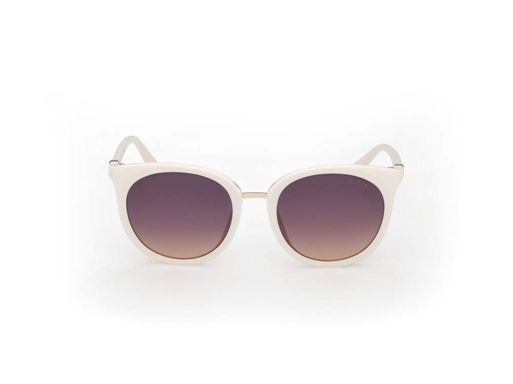 Occhiali da sole Guess GU00282 (21Z) colore avorio lucido  forma rotondo lenti viola sfumato o specchiato