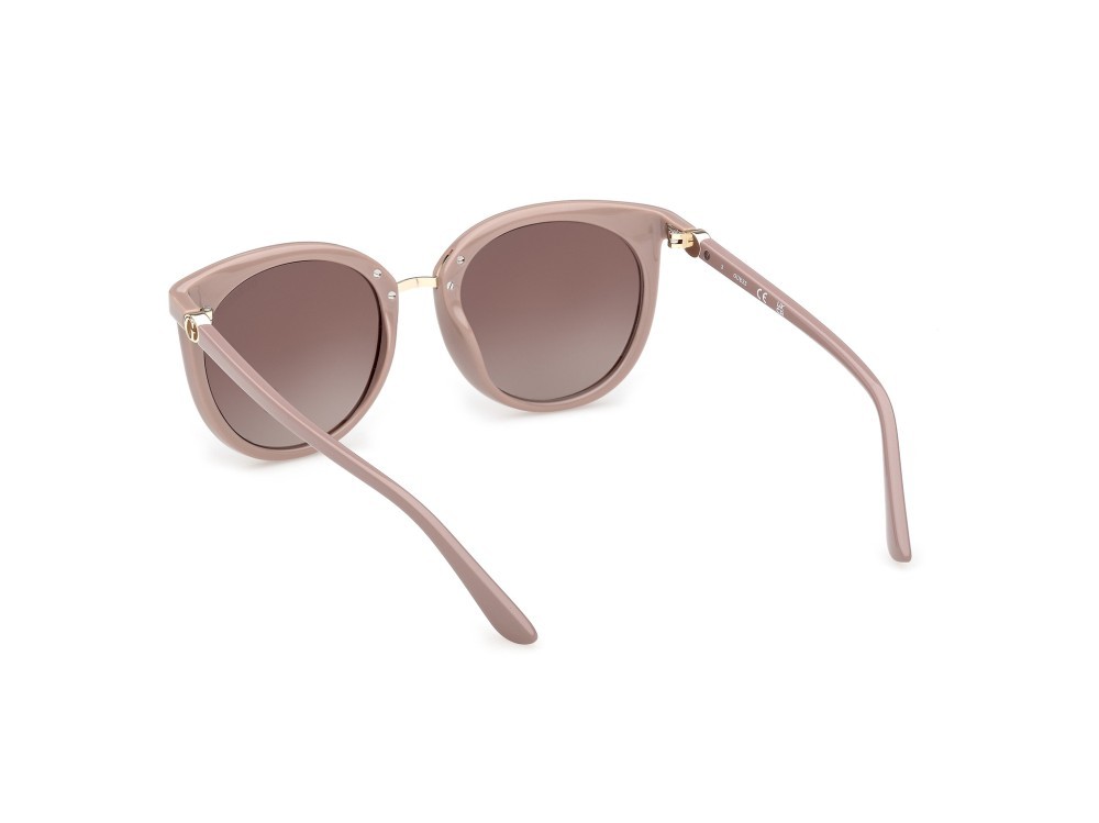 Occhiali da sole Guess GU00282 (57F) colore beige lucido  forma rotondo lenti marrone sfumato
