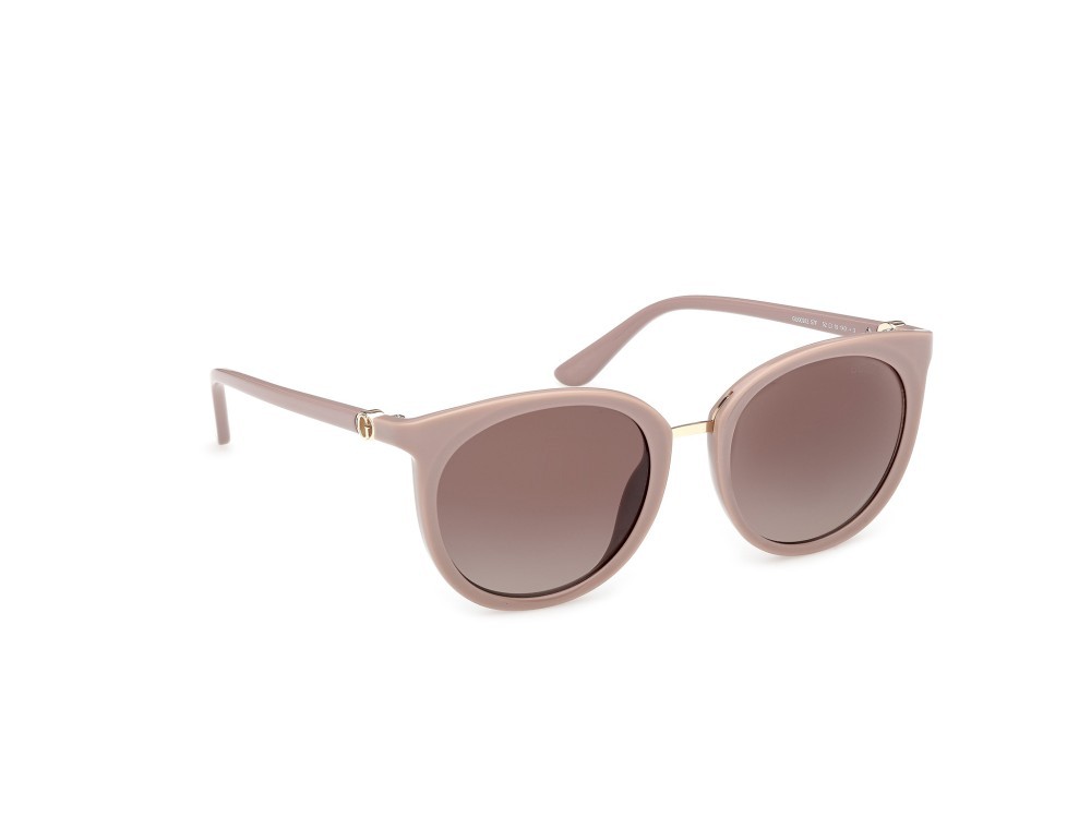 Occhiali da sole Guess GU00282 (57F) colore beige lucido  forma rotondo lenti marrone sfumato
