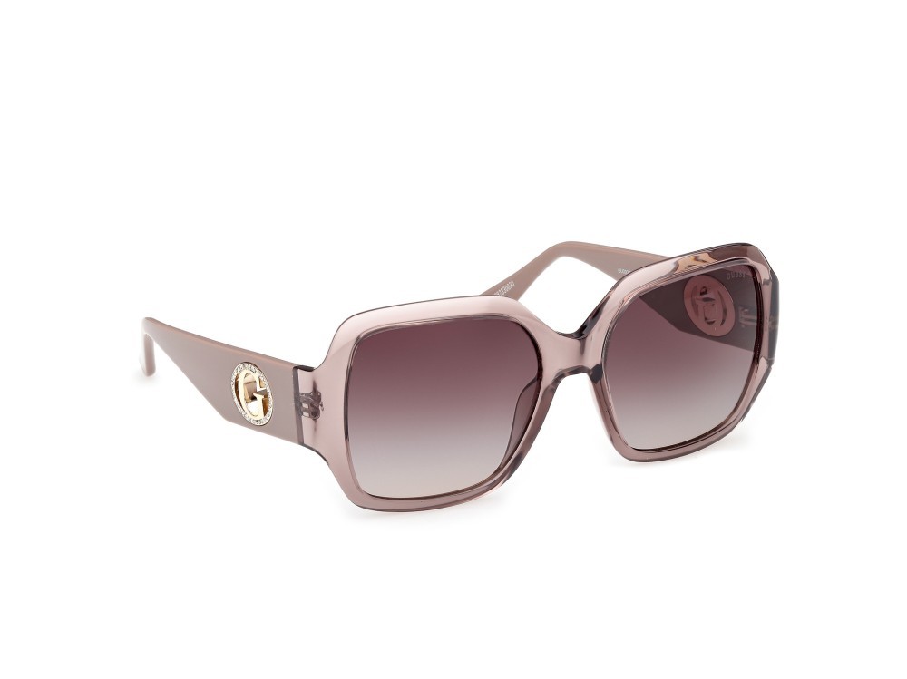 Occhiali da sole Guess GU00283 (57F) colore beige lucido  forma quadrato lenti marrone sfumato