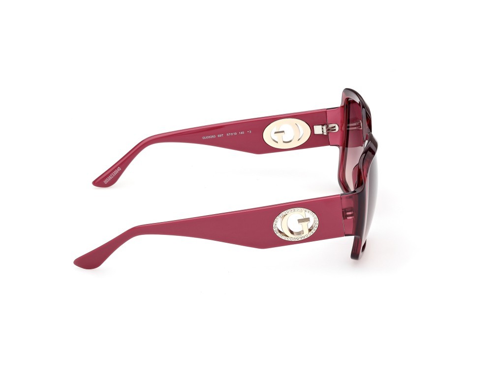 Occhiali da sole Guess GU00283 (69T) colore bordeaux lucido  forma quadrato lenti bordeaux sfumato