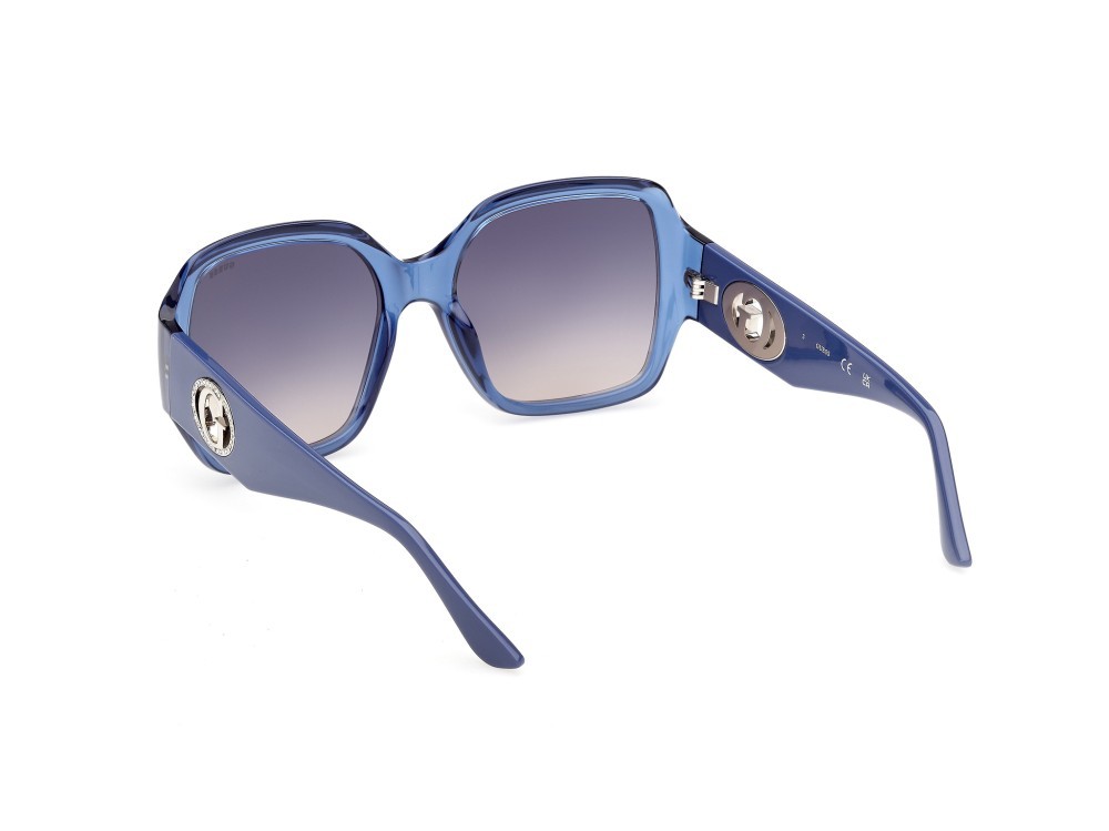 Occhiali da sole Guess GU00283 (90B) colore blu lucido  forma quadrato lenti fumo grad.