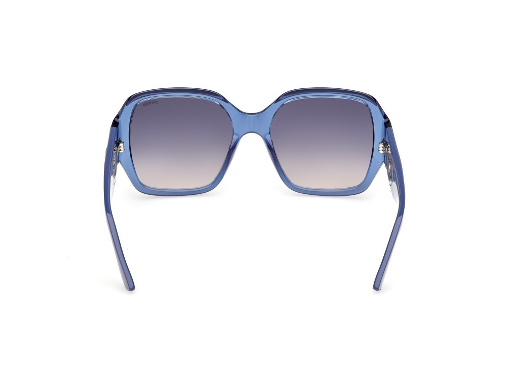 Occhiali da sole Guess GU00283 (90B) colore blu lucido  forma quadrato lenti fumo grad.