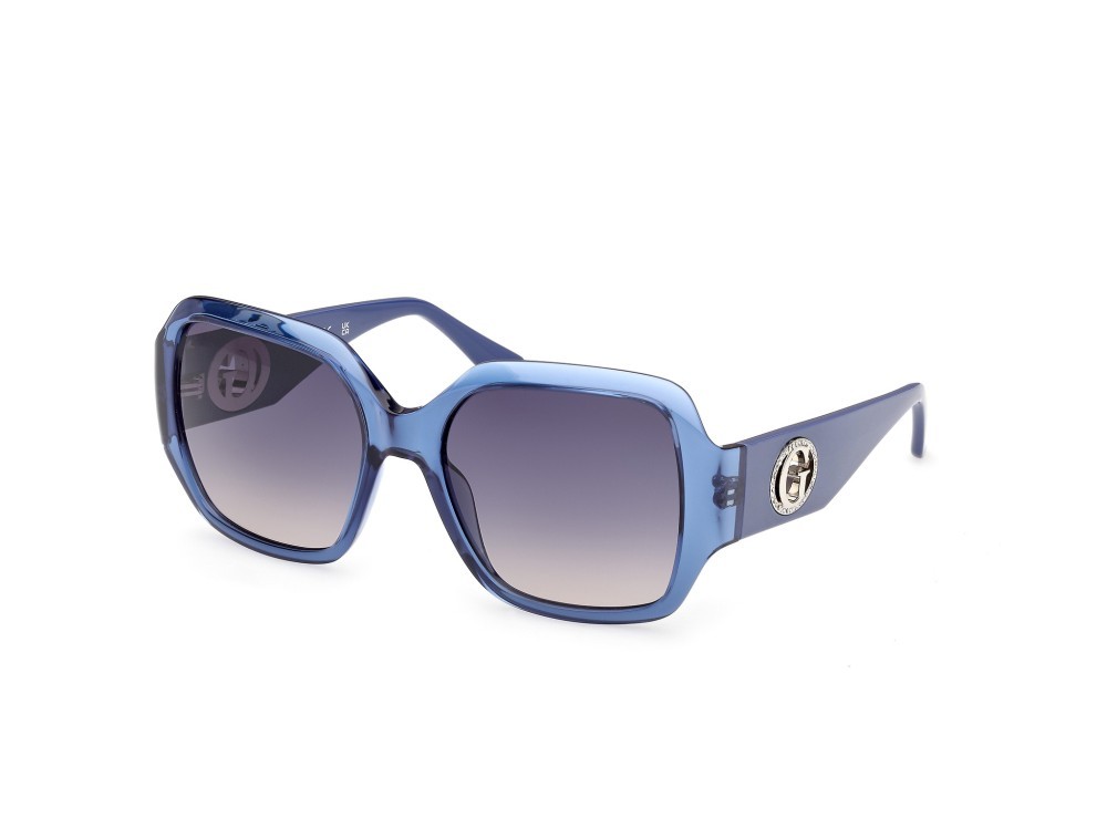 Occhiali da sole Guess GU00283 (90B) colore blu lucido  forma quadrato lenti fumo grad.