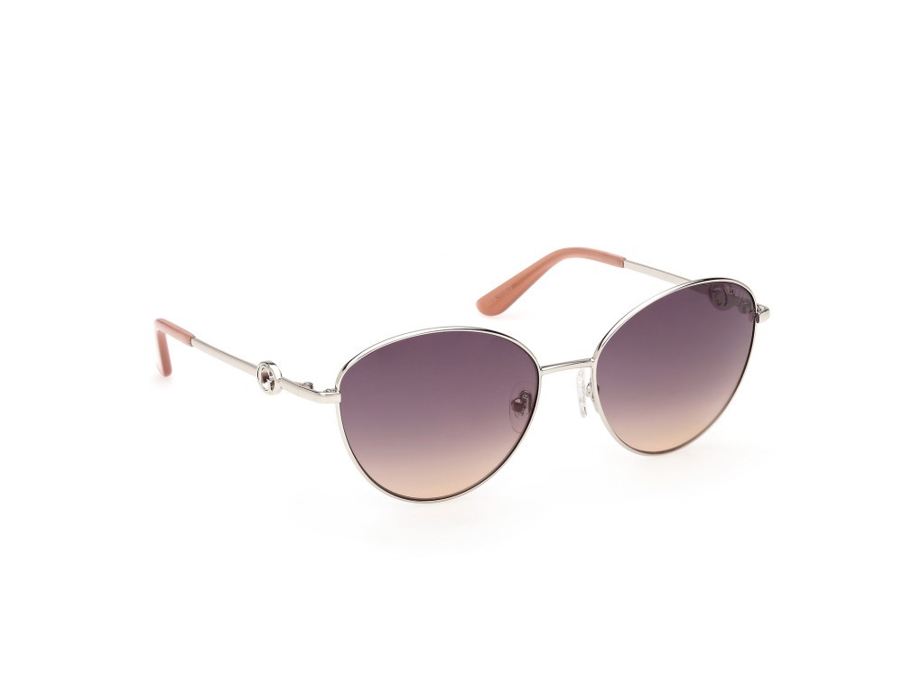 Occhiali da sole Guess GU00284 (10Z) colore rutenio chiaro lucido forma rotondo lenti viola sfumato o specchiato