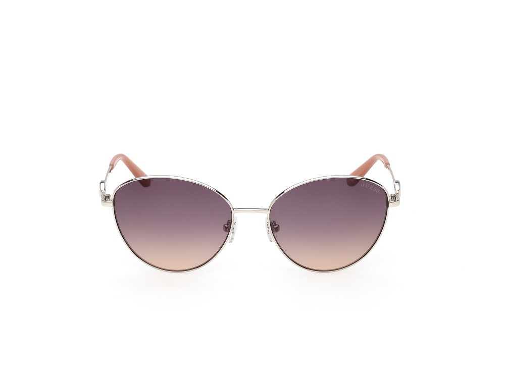 Occhiali da sole Guess GU00284 (10Z) colore rutenio chiaro lucido forma rotondo lenti viola sfumato o specchiato