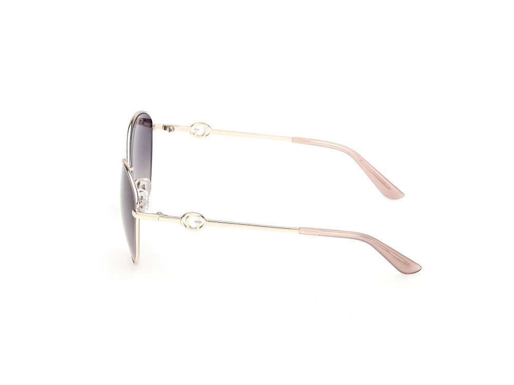 Occhiali da sole Guess GU00284 (59W) colore beige opaco / oro pallido lucido forma rotondo lenti blu sfumato