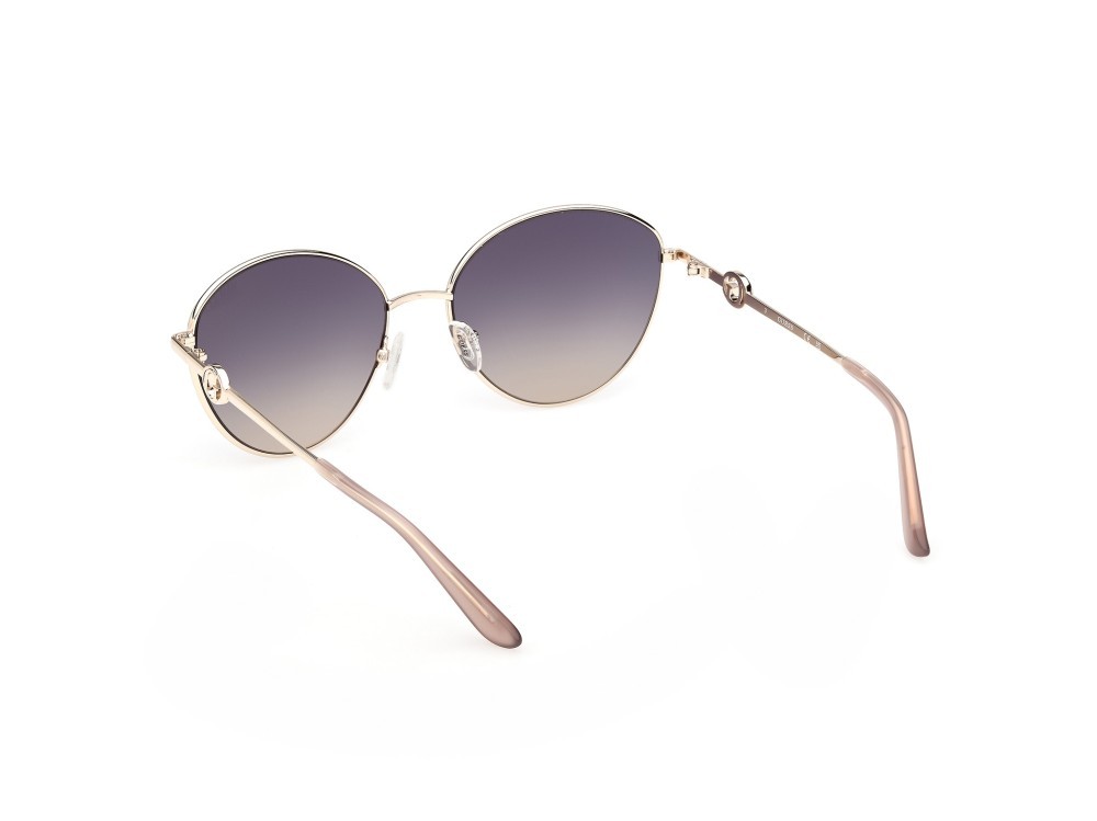 Occhiali da sole Guess GU00284 (59W) colore beige opaco / oro pallido lucido forma rotondo lenti blu sfumato