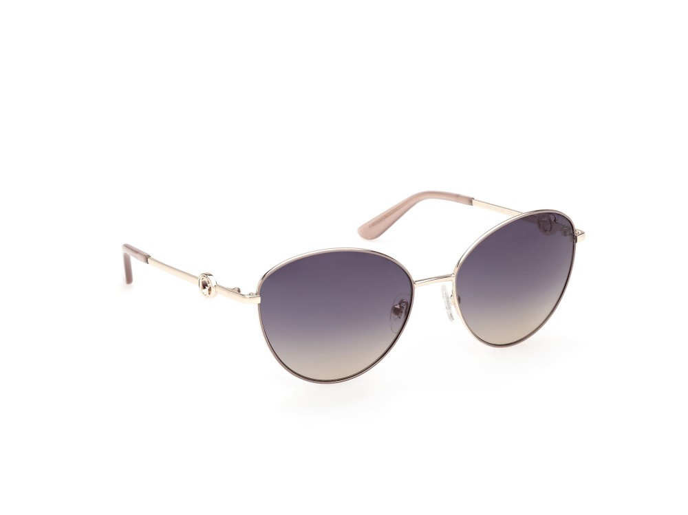 Occhiali da sole Guess GU00284 (59W) colore beige opaco / oro pallido lucido forma rotondo lenti blu sfumato