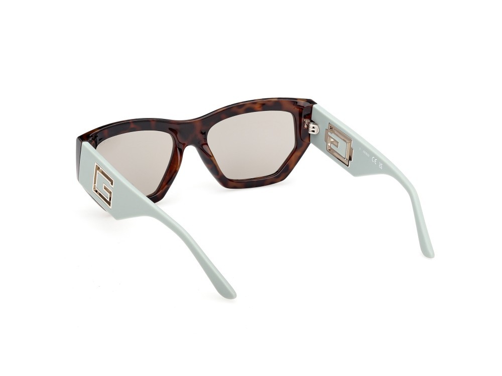 Occhiali da sole Guess GU00291 (56Q) colore avana scura / verde chiaro opaco forma geometrico lenti verde specchiato