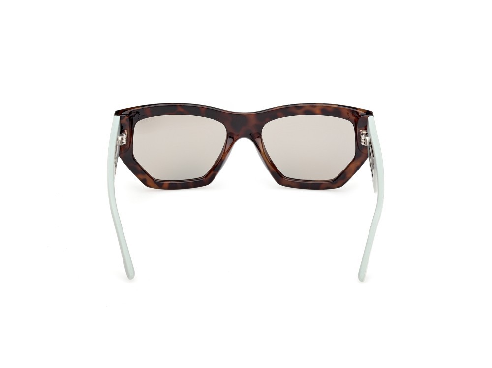 Occhiali da sole Guess GU00291 (56Q) colore avana scura / verde chiaro opaco forma geometrico lenti verde specchiato