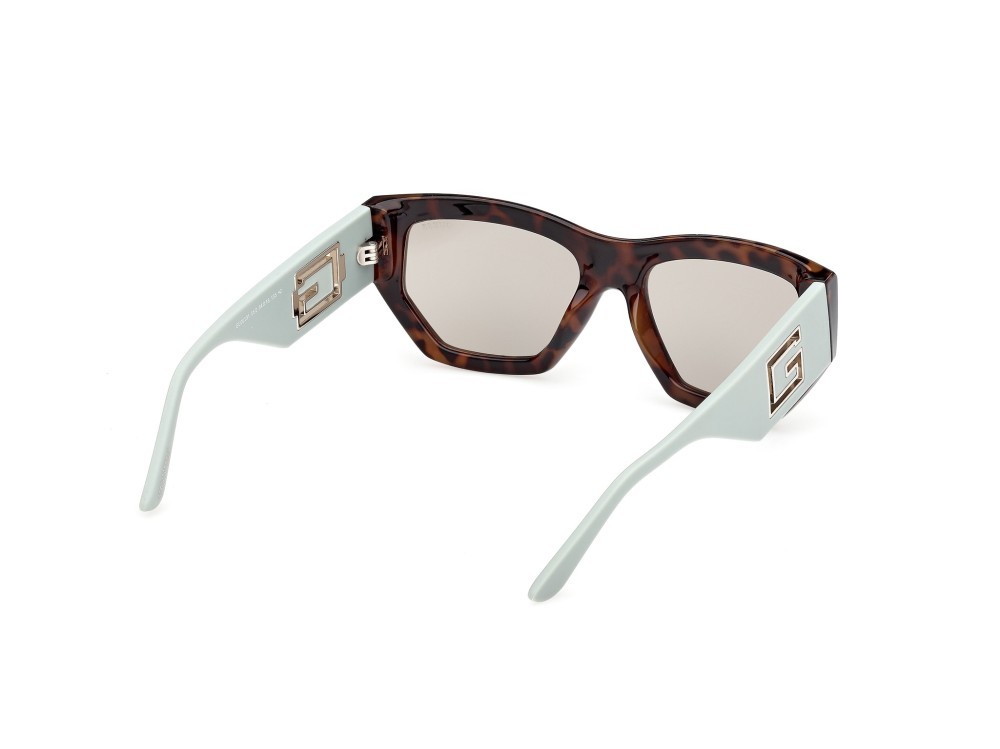 Occhiali da sole Guess GU00291 (56Q) colore avana scura / verde chiaro opaco forma geometrico lenti verde specchiato