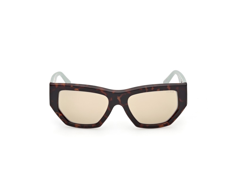 Occhiali da sole Guess GU00291 (56Q) colore avana scura / verde chiaro opaco forma geometrico lenti verde specchiato