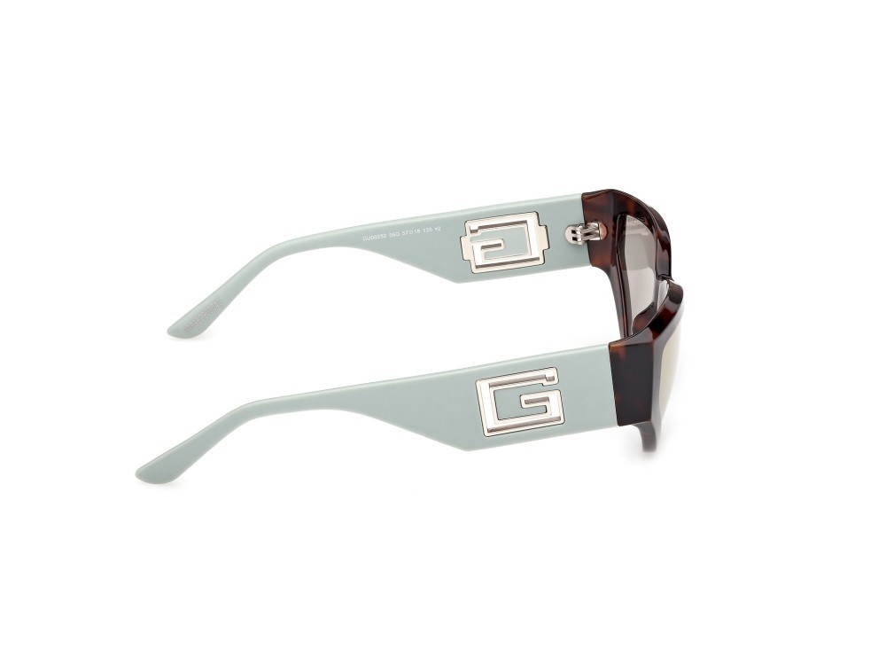 Occhiali da sole Guess GU00292 (56Q) colore avana scura / verde chiaro opaco forma cat eye lenti verde specchiato