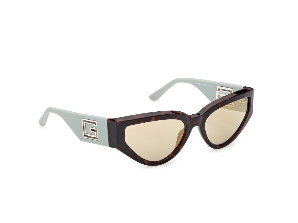 Occhiali da sole Guess GU00292 (56Q) colore avana scura / verde chiaro opaco forma cat eye lenti verde specchiato