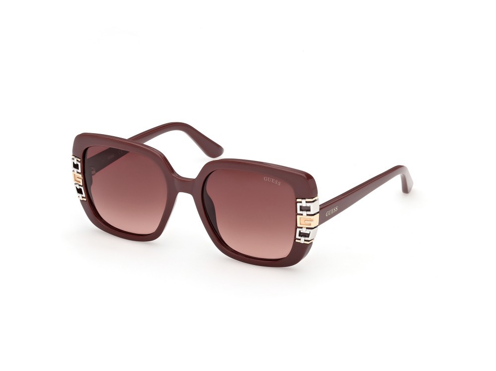 Occhiali da sole Guess GU00294 (69F) colore bordeaux lucido forma quadrato lenti marrone sfumato