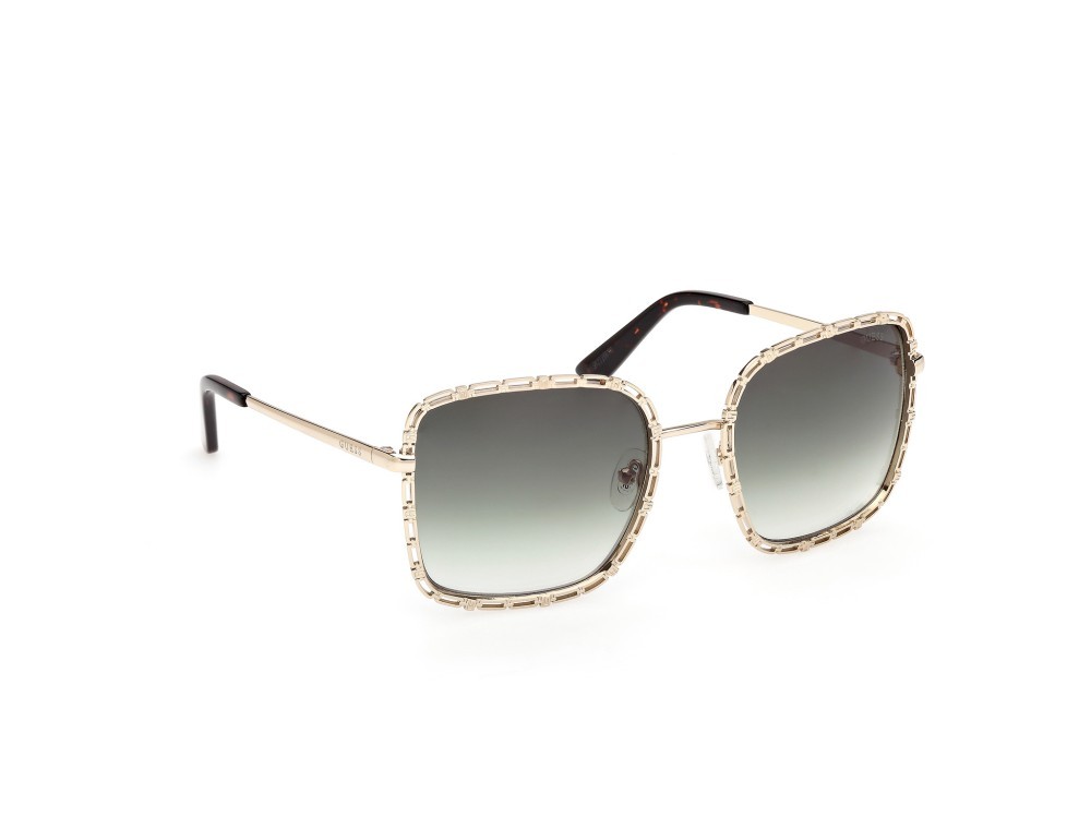 Occhiali da sole Guess GU00296 (32P) colore oro pallido lucido forma quadrato lenti verde sfumato