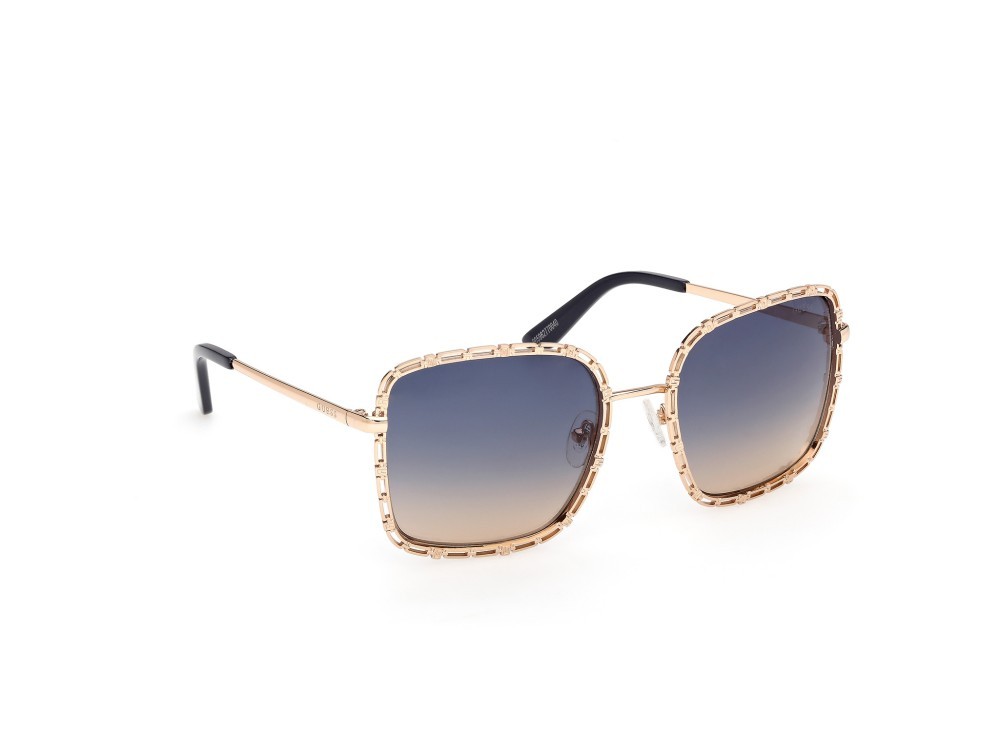 Occhiali da sole Guess GU00296 (32W) colore oro endura lucido forma quadrato lenti blu sfumato