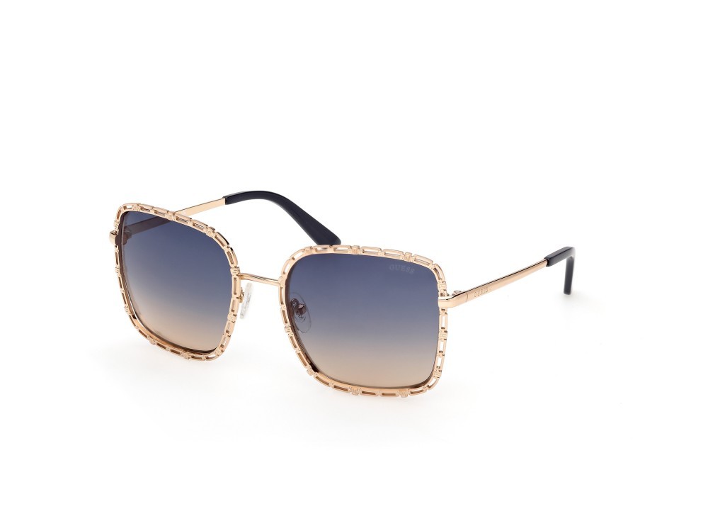 Occhiali da sole Guess GU00296 (32W) colore oro endura lucido forma quadrato lenti blu sfumato
