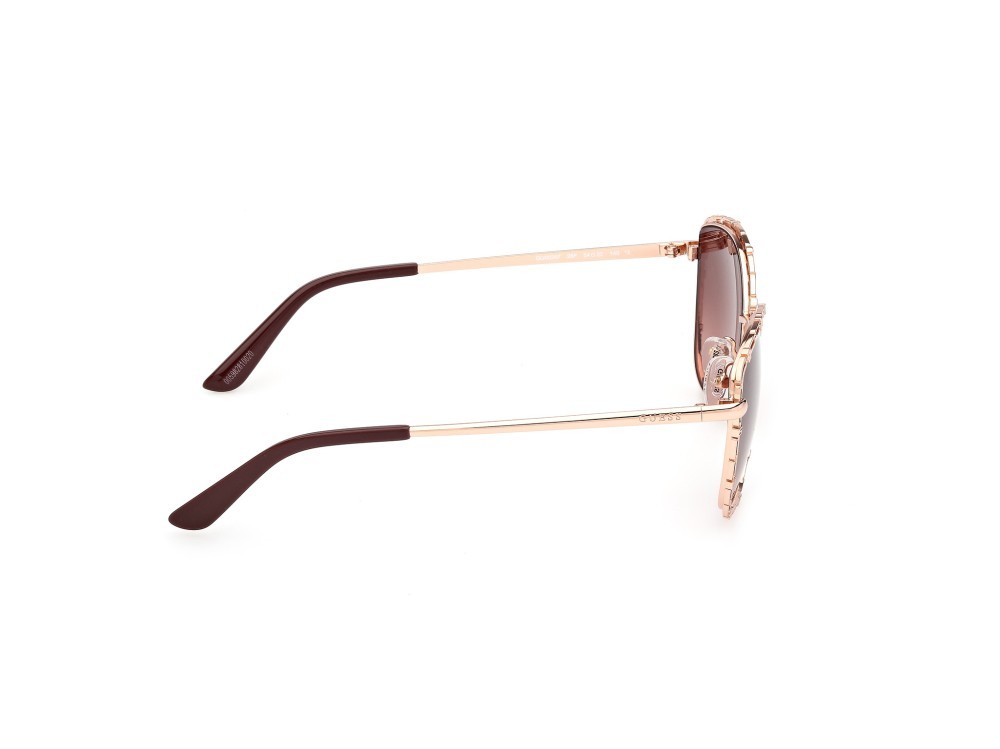 Occhiali da sole Guess GU00297 (28F) colore oro rosé lucido  forma rotondo lenti marrone sfumato