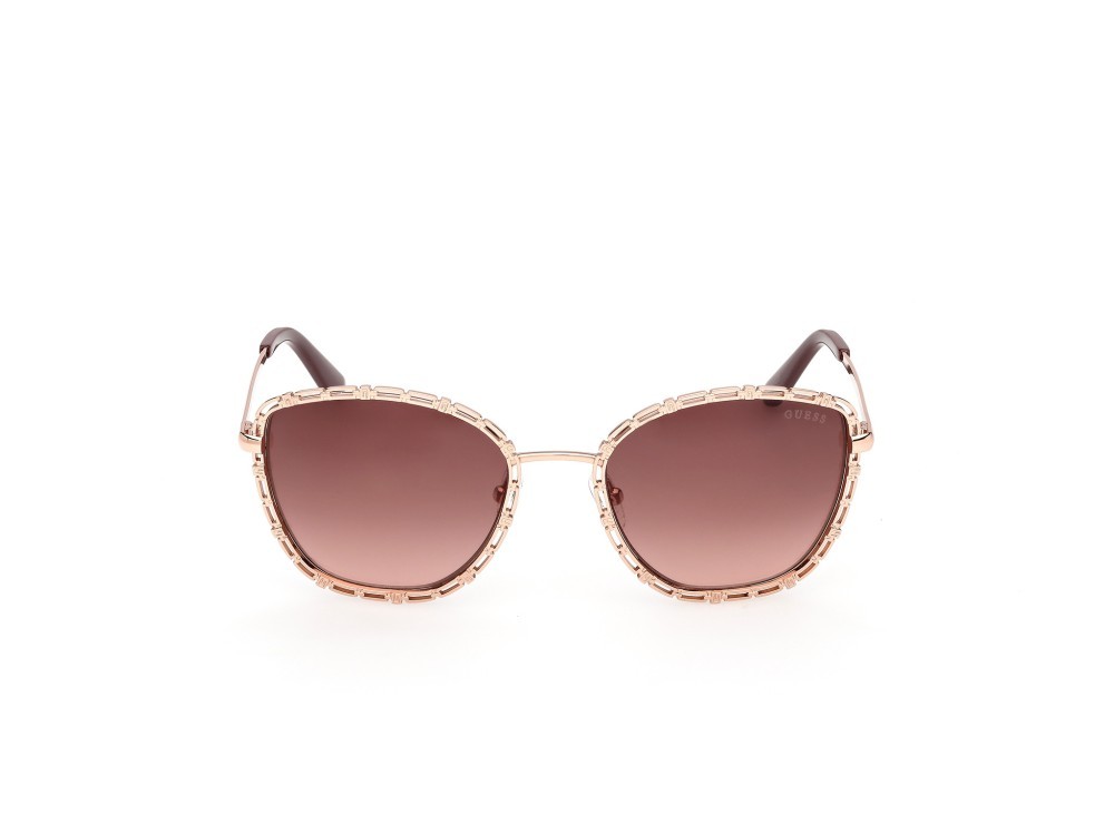 Occhiali da sole Guess GU00297 (28F) colore oro rosé lucido  forma rotondo lenti marrone sfumato